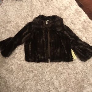 Girls faux fur bell sleeve dress jacket